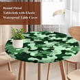 thumbnail image 4 of Green Ombre Round Tablecloth, Fitted Table Cover with Elastic for 36"-44" Round Tables, Modern Simple Gradient Abstract Texture Table Cloth Outdoor Indoor Dinning Party Waterproof Tablecloths, 4 of 7