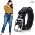 thumbnail image 2 of WERFORU Women Black Leather Belt Plus Size Polished Buckle for Jeans Pants, 2 of 6