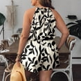 thumbnail image 3 of Women's Halter Neck Floral Print Romper Casual Summer Tie Back Shorts Jumpsuit, 3 of 9