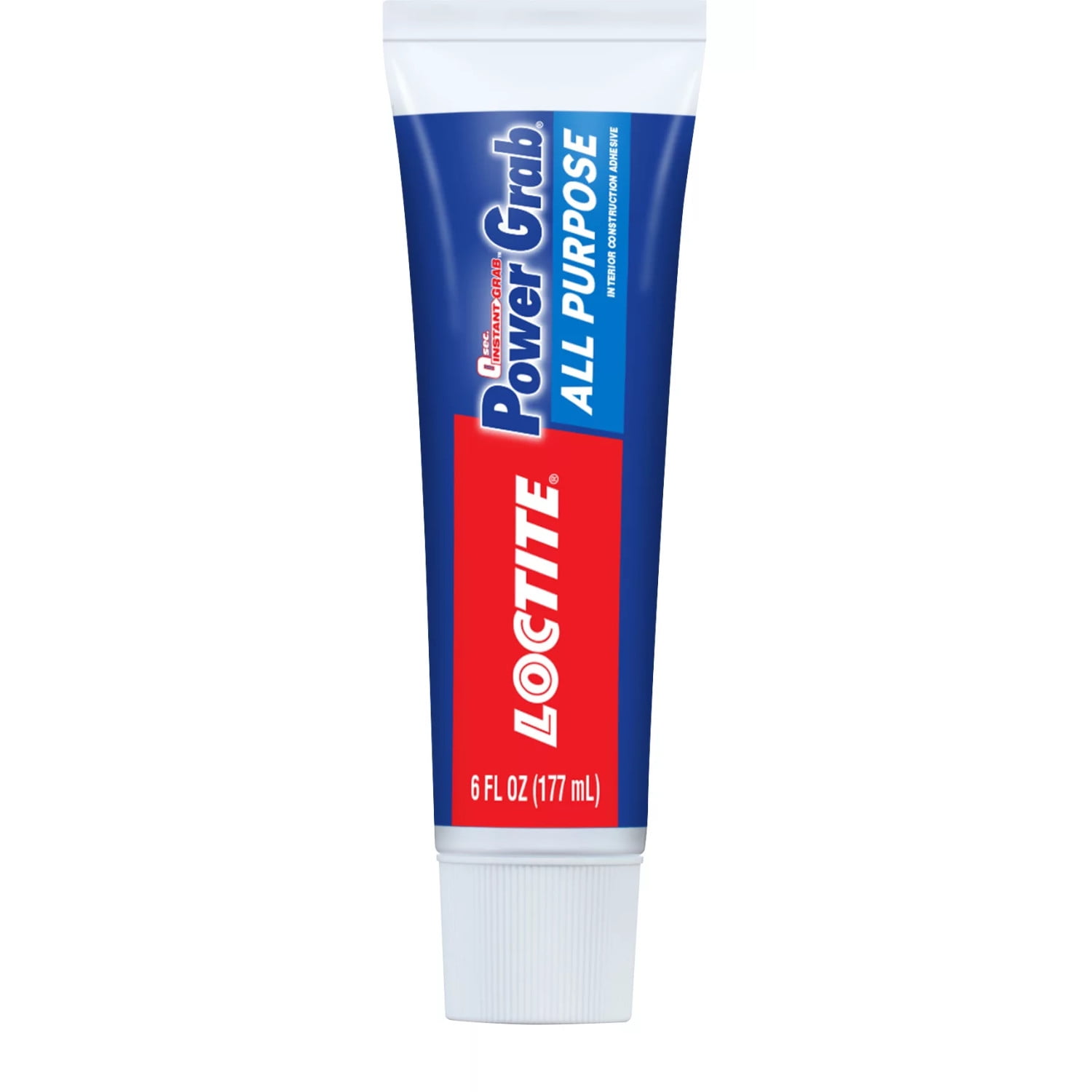 (6 pack) Loctite Power Grab Construction Adhesive All Purpose, Pack of 1, White 6 fl oz Tube