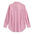 thumbnail image 3 of Silk Blouses Womens Down Shirts For Women Long Sleeve Dress Shirt Collared Blouse Tops Tunics,Pink Women Blending Shirts 5XL, 3 of 8