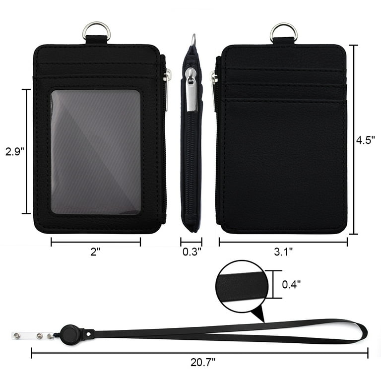 Badge Holder Wallet, Zipper Card Holder with Secure 20