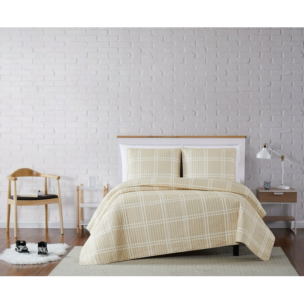 Truly Soft Leon Plaid Khaki Full/Queen 3Piece Quilt Set