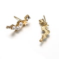 thumbnail image 3 of PVCS Women Simple Geometric Five-pointed Star Pearl with Diamond Irregular Earrings, 3 of 8