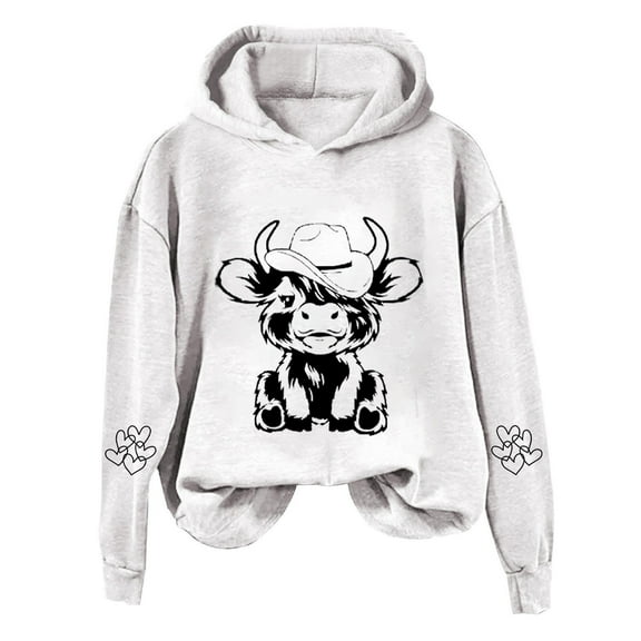 Tunic Tops Plus Size Long Winter Fall Oversized Hooded Long-sleeved Kimono One Shoulder Hoody Heart Print Hoodie Cotton Sweatshirt Sweatshirts(White,S)