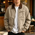 thumbnail image 2 of Men's Casual Bomber Jacket Zip-Up Golf Jacket Khaki Size XL, 2 of 4