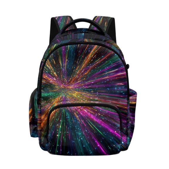 SCRAWLGOD Neon Light Trails Pattern Lightweight Backpack for Kids, Unisex Daypack for Travel Work Business Commute School, Laptop Storage Classic Modern Simple Design