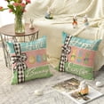 thumbnail image 2 of hofaaa Happy Easter Bunny Eggs Colorful Throw Pillow Cover, 18 x 18 Inch Happy Easter Stripes Cushion Case Decoration for Sofa Couch Set of 4, 2 of 6
