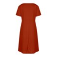 thumbnail image 4 of Vestido Corto de Verano de Moda de Color Sólido Vestido Casual de Cuello en V de Manga Corta, Desgaste Ligero de Poliéster para las Mujeres, Lavado de Manos, 4 of 7