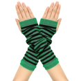 thumbnail image 4 of 5 pares de guantes largos sin dedos góticos punk, calentadores de brazos tejidos, guantes hasta el codo, guantes con orificio para el pulgar, 4 of 5