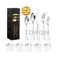 thumbnail image 1 of Juego De Cubiertos Acero Inoxidable Cucharas y Tenedores para Cocinar Dorado Topon 20/24/30/40 Piezas Gao Jiahui unisex, 1 of 2