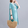 thumbnail image 3 of Vestido Irfora Vestido suelto de mujer Vestido bohemio con estampado floral con bolsillos Manga corta Cuello redondo Vestido de vacaciones informal de verano Verde XL Irfora Vestido, 3 of 5