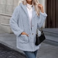 thumbnail image 6 of Meichang Fleece Jacket Women Fuzzy Hooded Button Up Cardigan Open Front Long Sleeve Sherpa Jacket Outerwear with Pockets, 6 of 10