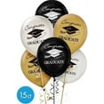 thumbnail image 2 of Amscan Elegant Graduation 11'' Latex Balloons, Silver Gold Black White, 15 CT, 2 of 3