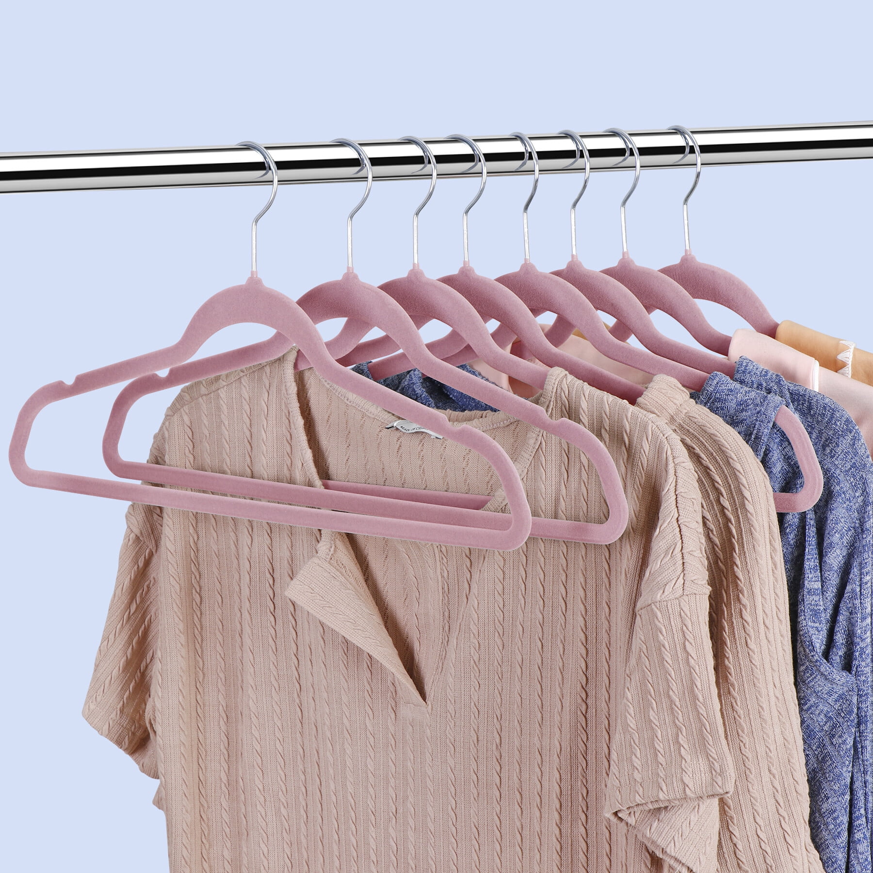 ZENSTYLE Velvet Hanger Skirt Hanger (100 Pack) Durable Junior Clothes Hangers Plastic Suit hanger Pink