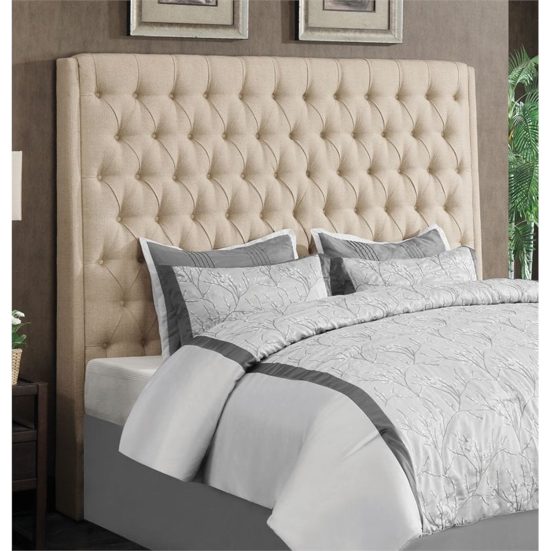 Sollee Upholstered California King Headboard, Cream Fabric Walmart