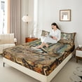 thumbnail image 4 of Castle Fairy Mallard Duck 3pcs Twin Sheet Sets,Tree Branches Twin Fitted Sheet,Vintage Rustic Breathable Flat Sheet,Microfiber Teenagers Bedroom Decor, 4 of 7