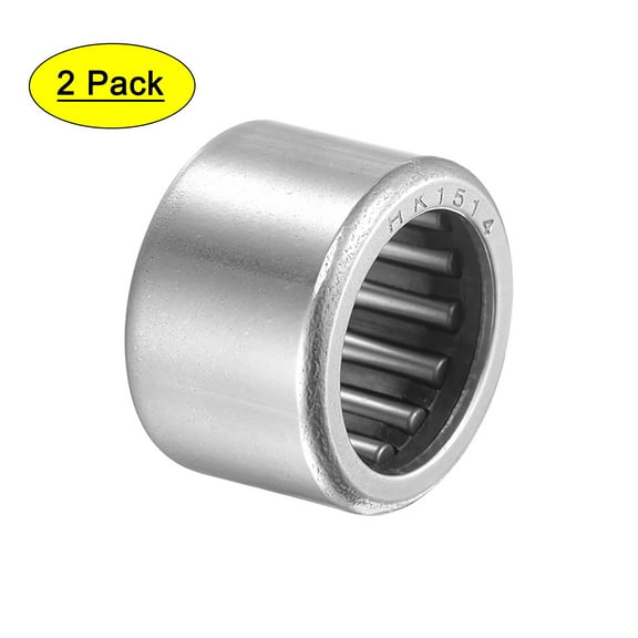 Uxcell HK1514 Needle Roller Bearings 15mm Bore 21mm OD 14mm Width Chrome Steel Open End Bearing 2pcs