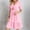 Pink, variant on ATENAR Dresses for Women Plus Size Mini Dress V Neck Short Sleeve Dresses Dark Blue 2XL