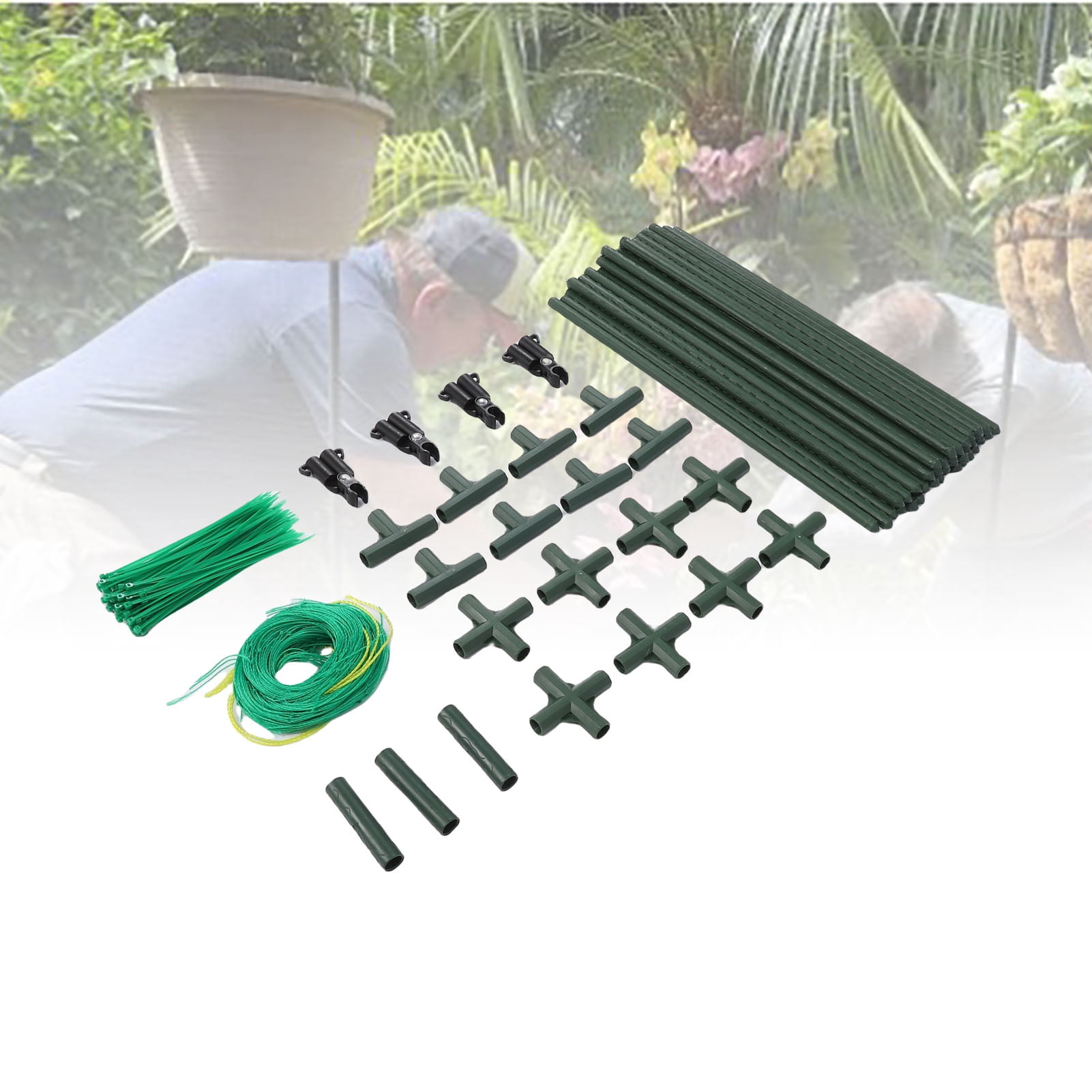 Nieyigj 48-Inch Heavy Duty Cucumber A-Frame Garden Trellis Set, Plastic-Coated Steel Plant Support with Nylon Climbing Net and Ties for Vine Vegetables, Peas, and Fruits (47.2 in / 120 cm)