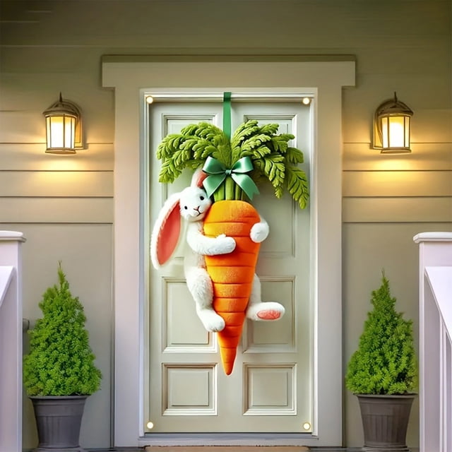 HaoXun Housse de Porte de Pâques - Rideaux de Porte pour Fête de Festival, Intérieur et Extérieur, Drapeaux en Tissu Suspendus pour Déco des Fêtes de Pâques