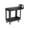 Rubbermaid Commercial Flat Shelf Utility Cart, Two-Shelf, 19.19w x 37.88d x 33.33h, Black -RCP450500BK
