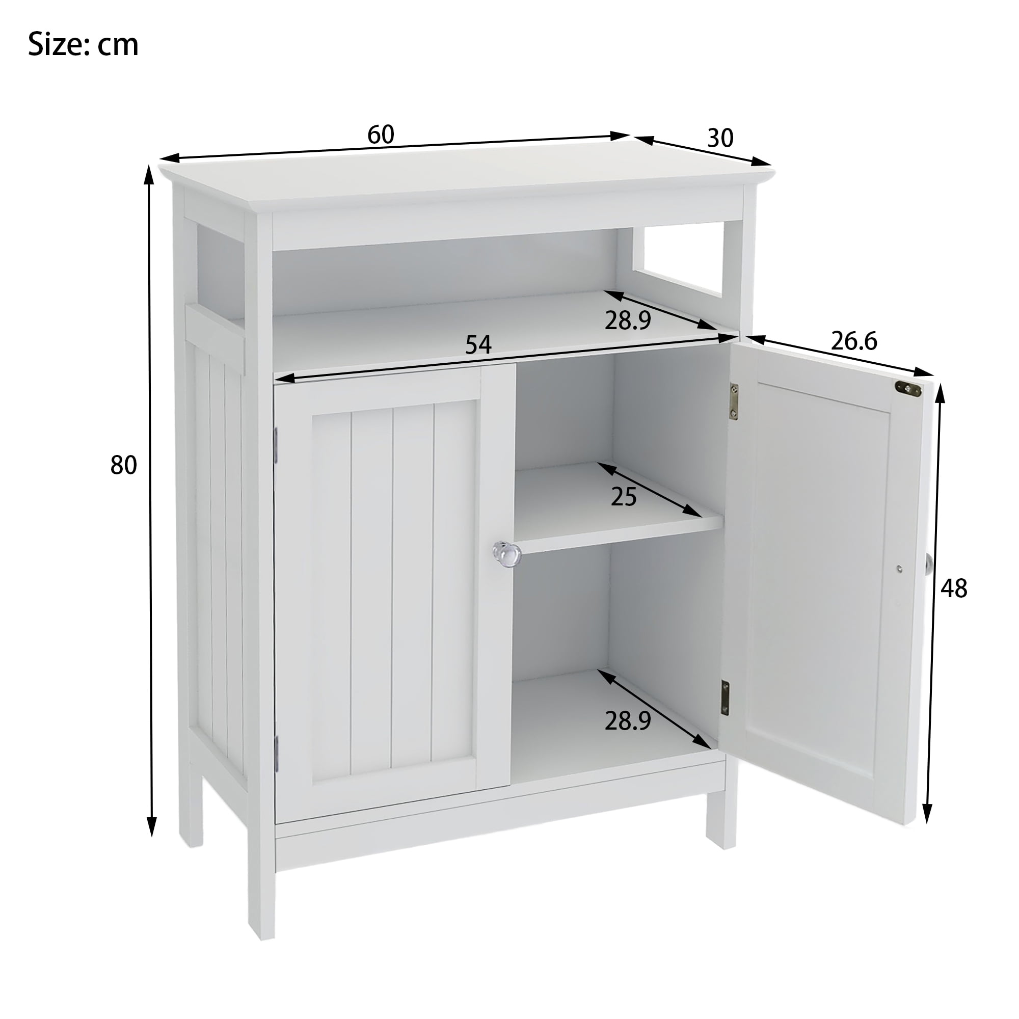 Mintazer Farmhouse Bathroom Floor Cabinet, MDF Storage Cupboard with 2 Shutter Doors for Bedroom,Bathroom,Entryway, White