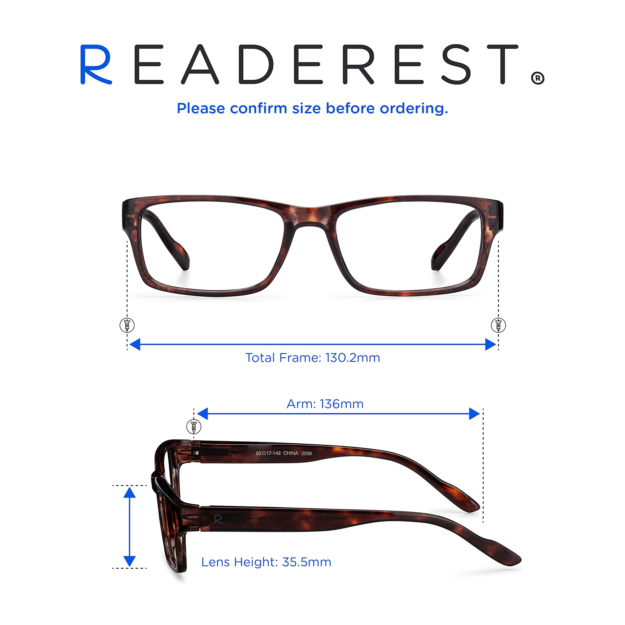 Readerest Blue Light Blocking Reading Glasses Bourbon Tortoise 100