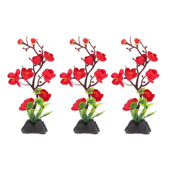 WASHWEPE 3Ud Adornos De Flores Artificiales Rojas Para Bandejas Japonesas De Sushi