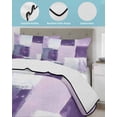 thumbnail image 4 of Quilts Queen Size, Purple Grey White Soft Comforter Bedding Set for Bed, Abstract Modern Oil Painting Geometric Lightweight Quilted Bedspread with Pillow Cover(2 Pieces) for All Season, 90x96 Inch, 4 of 6