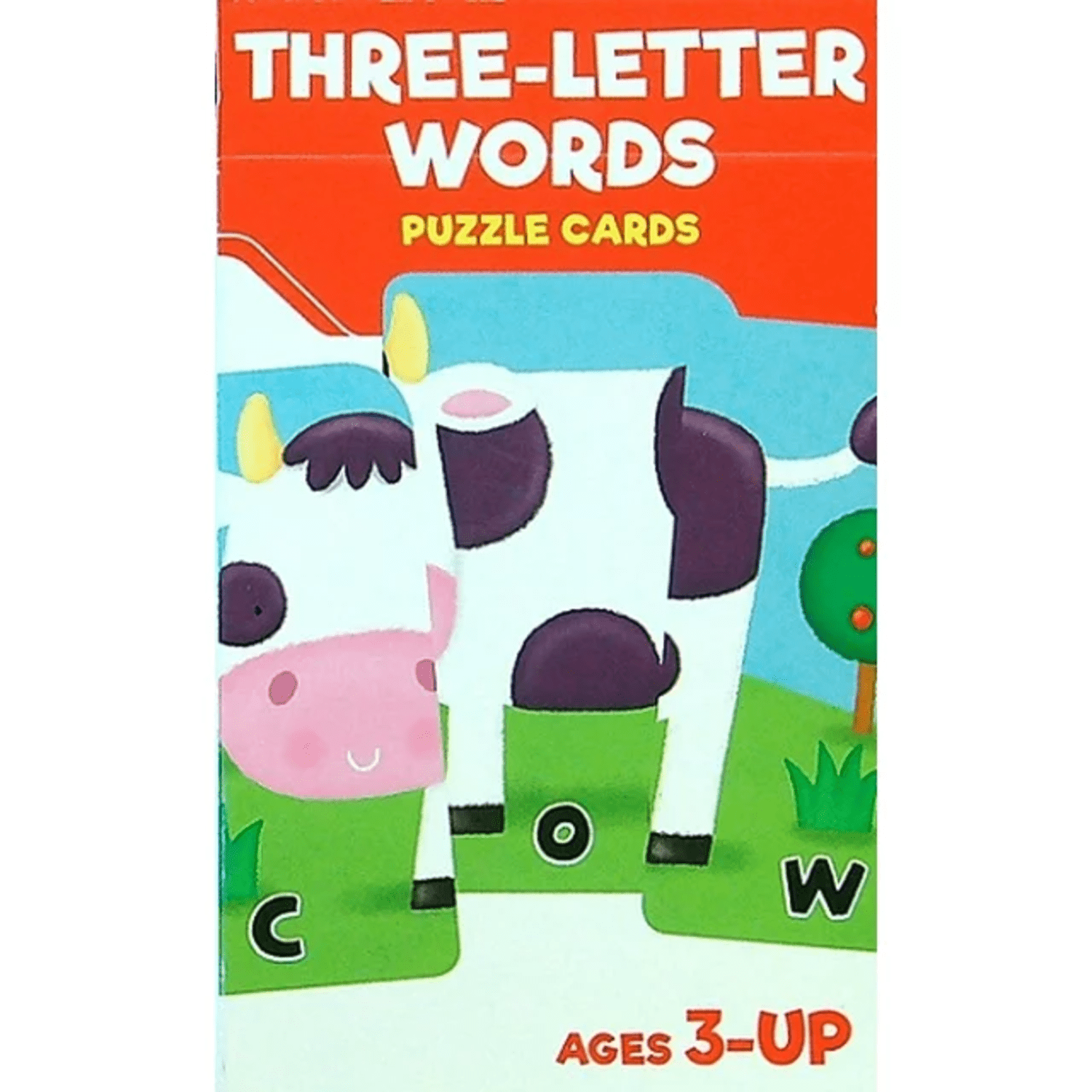 School Zone Three-Letter Words Puzzle Cards Cow Ages 3-UP Flash Cards