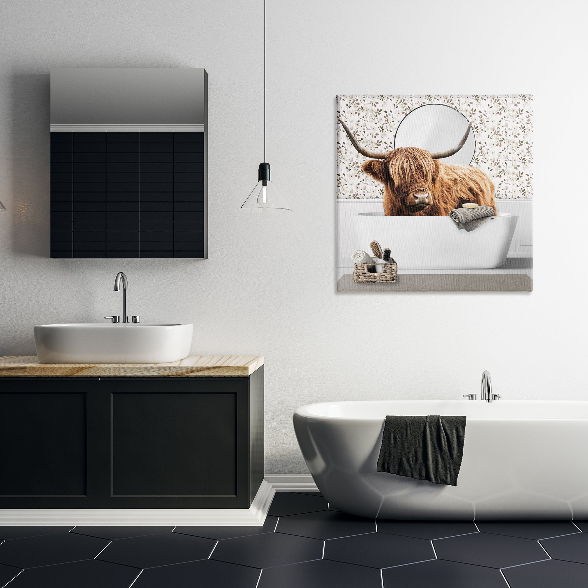 Stupell Industries Boho Cattle Bath Time Canvas Wall Art, design by CAD Designs