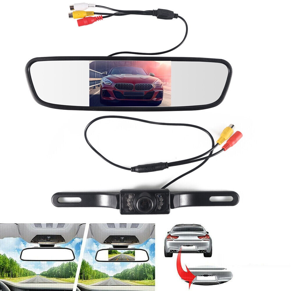 JLLOM 4.3" Backup Camera Mirror Car Rear View Reverse Night Vision