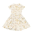 thumbnail image 4 of yuCgh Girls Easter Party Dress, Short Sleeve Summer Dress with Pocket & Floral Print, Lightweight Casual Easter Dress for Children,Earthy Yellow 130, 4 of 5