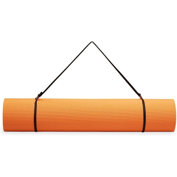 Essentials Premium Yoga Mat with Yoga Mat Carrier Sling (72"L x 24"W x 1/4 Inch Thick) Orange
