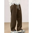 thumbnail image 5 of Mens Corduroy Casual Pants Fashion Loose Fit Wide Leg Straight Sweatpants Elastic Waist Drawstring Brown M, 5 of 10