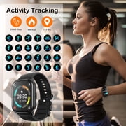 AUOSHI Smart Watch Fits for Android & Iphone (Bluetooth Answer/Make Calls), 2.01 inch IP68 Waterproof Tracking Fitness, Sleep Monitor/Pedometer/Calories,Multiple Sports Modes,Black