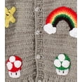 thumbnail image 3 of Woonie Handmade Full Sleeves Rainbow Applique Cardigan-Grey, 3 of 3