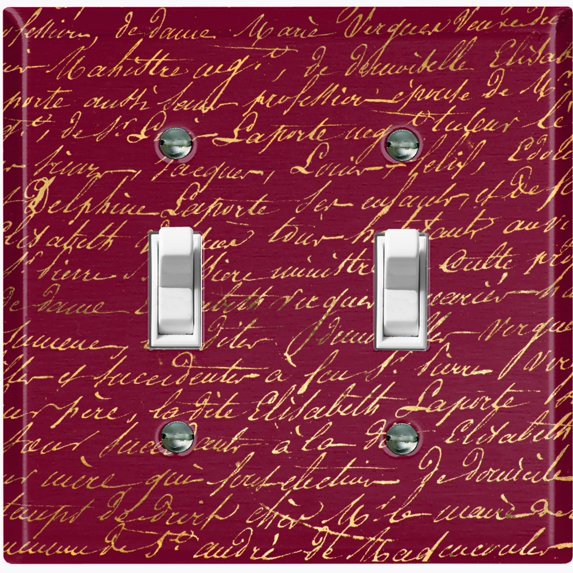 Metal Light Switch Plate Outlet Cover Elegant Burgundy Gold Letter Damask LET018