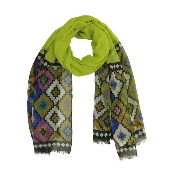 Lime Green Tribal Aztec Pattern Scarf