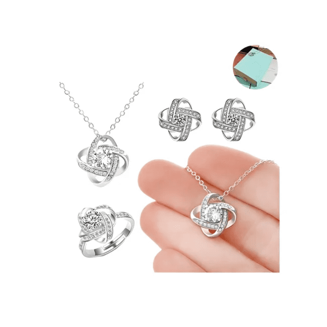 Juego Xtellar De Collar De Anillo Y Aretes Mujer Plata