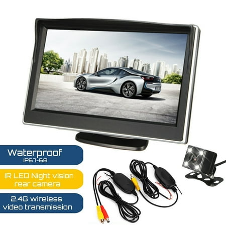 Winksoar 5 Inch Car LCD Display 16:9 Monitor Waterproof Night Vision Rear Reverse Rearview Parking Backup Camera Sensor