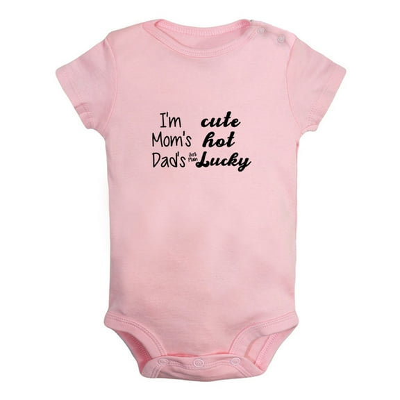 I'm Cute, Mom's Hot, Dad's Just Plain Lucky Funny Rompers For Babies, Newborn Baby Unisex Bodysuits, Infant Jumpsuits, Toddler 0-24 Months Kids One-Piece Oufits