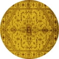 thumbnail image 1 of Ahgly Company Machine Washable Indoor Round Oriental Yellow Industrial Area Rugs, 7' Round, 1 of 4