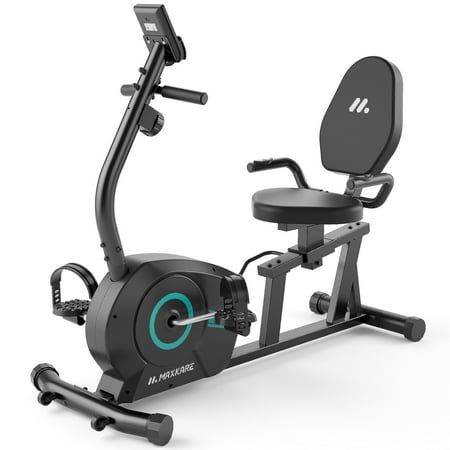 Maxkare Recumbent Exercise Bike with Arm Workout for Indoor, 8 Levels Magnetic Resistance & Seat Adjustable, Silent Stationary Bike for Adult & Seniors, 300lbs