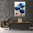thumbnail image 5 of Mudket Blue with Gold Leaves on Light Background Canvas Wall Art, Framed Ready to Hang, Minimalist Floral Wall Decor for Living Room Bedroom Office, Neutral Botanical Artwork - 12"L x 8"W, 5 of 10