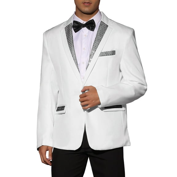 Lars Amadeus Sequin Blazers for Men's Notched Lapel Party Disco Costume Sports Coats