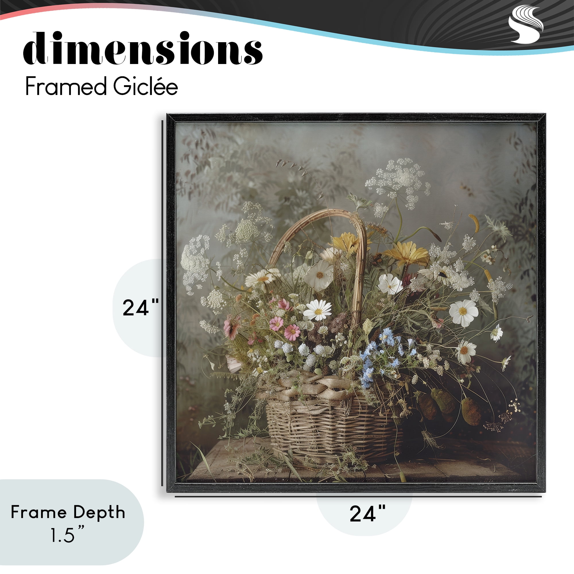 Stupell Industries Rustic Basket with Flowers Black Framed Giclee Art, design by Lazar Studio