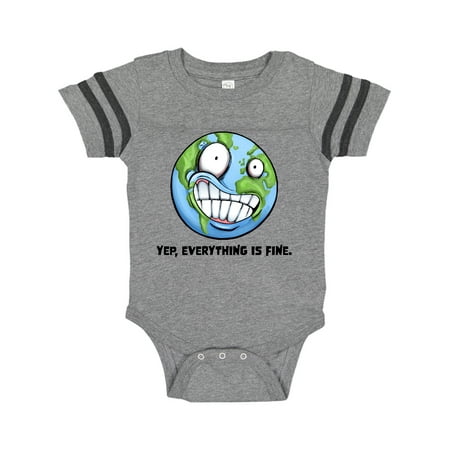 

Inktastic Yep Everything Is Fine with Distressed Planet Earth Gift Baby Boy or Baby Girl Bodysuit