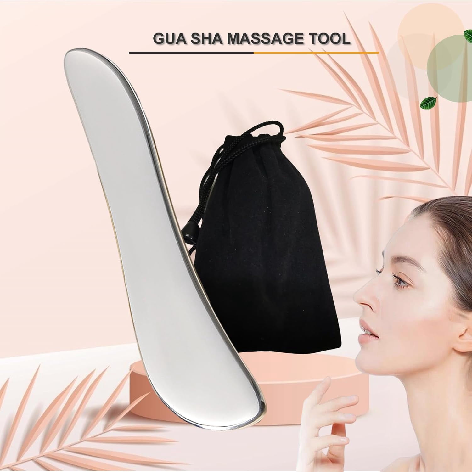 Face Roller Guasha Tool for Face, Facial Roller Massager Reduce Wrinkles in Neck Eyes, Stainless Steel Guasha Set for Face Body Massager Chin Lift Skin Tightening (Silver SType)